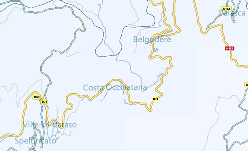 Situation et plan du village de Costa en Balagne dans le département de la Haute Corse