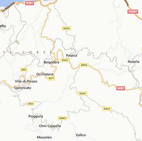 Haute Corse : Situation de Palasca sur le plan