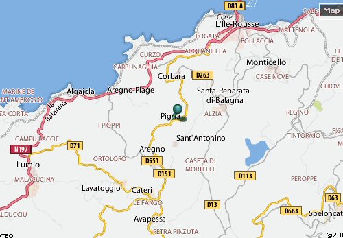 Plan et Carte du village de Pigna en Balagne Haute Corse