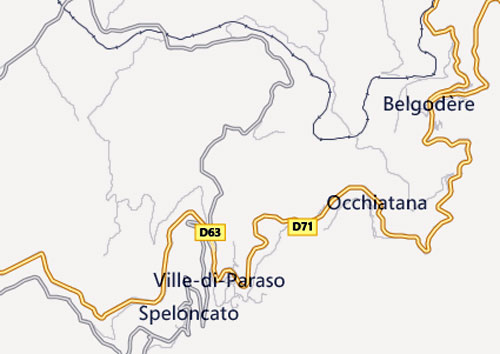 Plan du village de Ville di Paraso sur la carte de Corse 