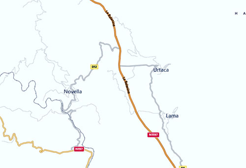 Plan et situation du village de Urtaca sur la carte